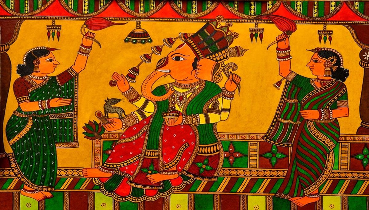 Chitrakathi Painting representing Kokan craft and performing arts traditions