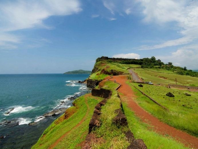 Scenic view of Ratnadurg Fort, a heritage or nature destination in Kokan