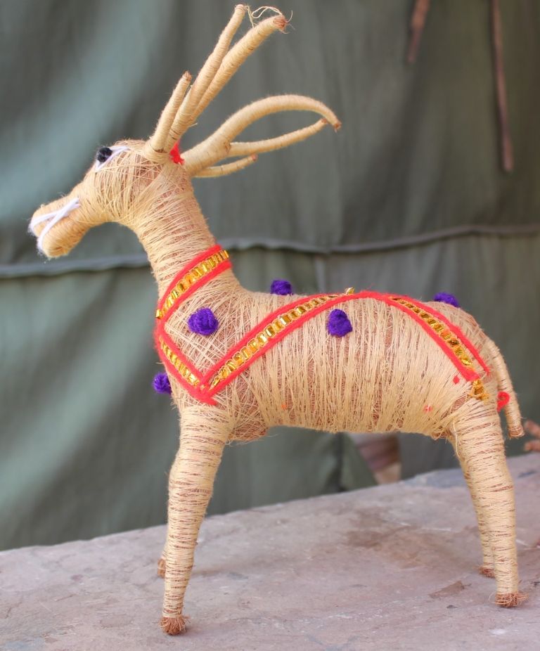 Handmade Coir Deer representing Kokan craft and performing arts traditions